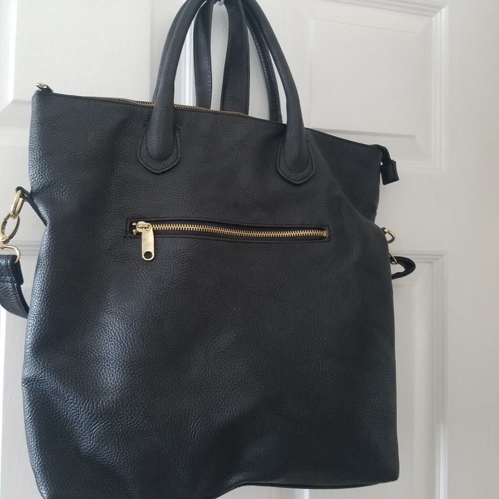 Black Faux Leather Bag
